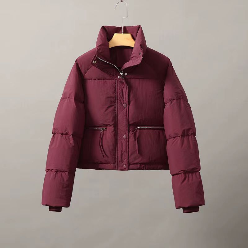 New cotton jacket women's short versatile Korean style stand up collar small size thickened bread jacket cotton coat trendy_maomaolike.com