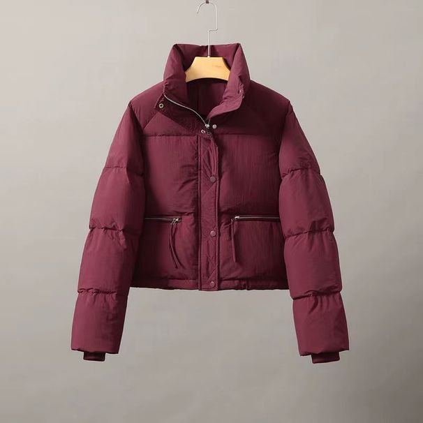 New cotton jacket women's short versatile Korean style stand up collar small size thickened bread jacket cotton coat trendy_maomaolike.com