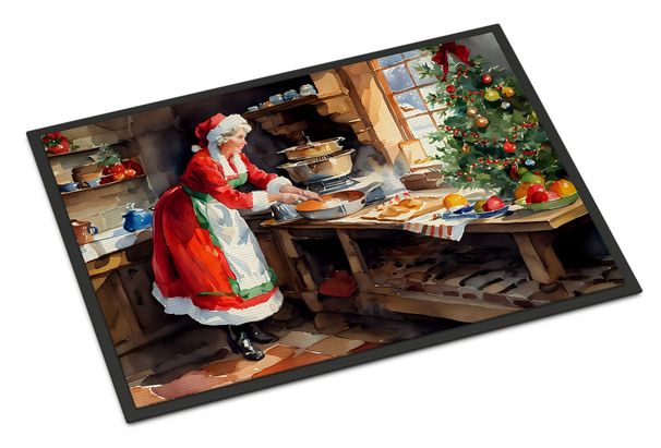 Cookies With Santa Claus Mrs. Claus Doormat Front Door Mat Indoor Outdoor Rugs For Entryway, Non Slip Washable Low Pile, 24H X 36W_maomaolike.com