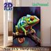 Chameleon Themed Painting Poster, Vibrant Realistic Colorful Chameleon Perched On Branch Poster, Eye-catching Artistic Decor Ideal For Living Room_maomaolike.com