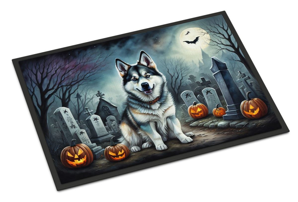 Alaskan Malamute Spooky Halloween Doormat Front Door Mat Indoor Outdoor Rugs For Entryway, Non Slip Washable Low Pile, 24H X 36W_maomaolike.com