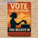 Vote For The Future Civic Painting Poster, Warm-toned Sunset Silhouette Of Woman Voting Poster, Inspirational Civic-focused Design, Ideal For Home_maomaolike.com