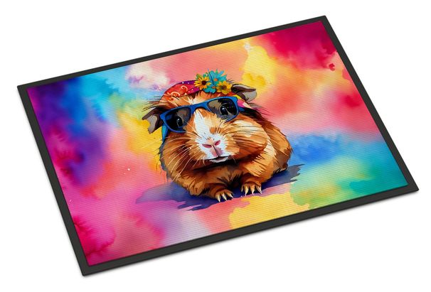 Hippie Animal Guinea Pig Doormat Front Door Mat Indoor Outdoor Rugs For Entryway, Non Slip Washable Low Pile, 24H X 36W_maomaolike.com