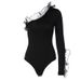 Women's clothing new summer style mesh lotus leaf flying edge one-shoulder sleeves slant collar sexy slim fit jumpsuit_maomaolike.com
