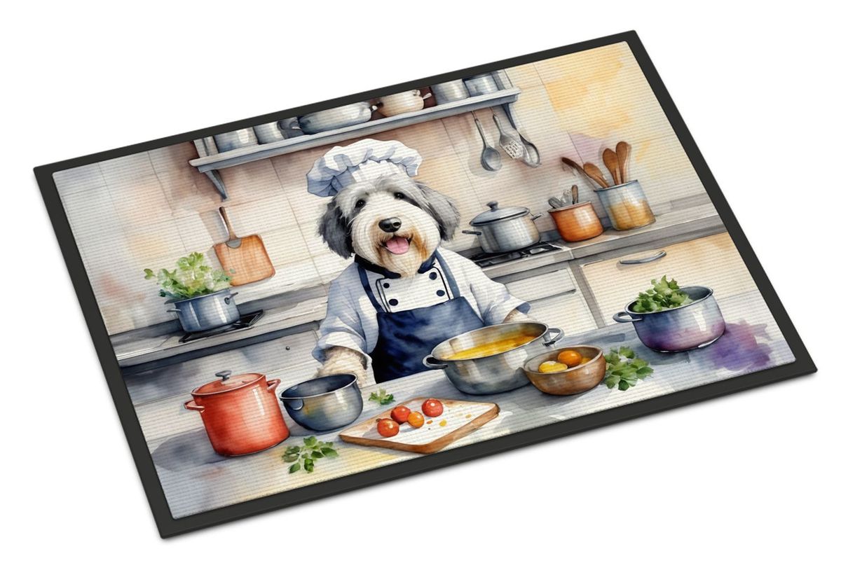 Old English Sheepdog The Chef Doormat Front Door Mat Indoor Outdoor Rugs For Entryway, Non Slip Washable Low Pile, 24H X 36W_maomaolike.com
