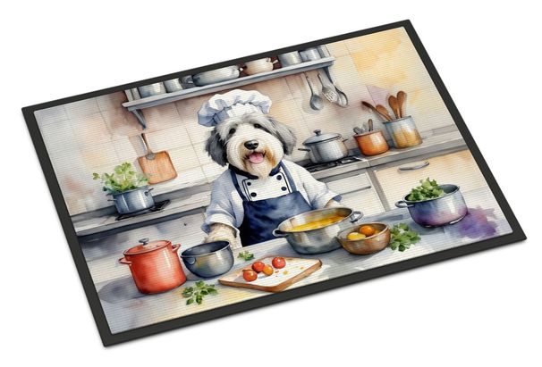 Old English Sheepdog The Chef Doormat Front Door Mat Indoor Outdoor Rugs For Entryway, Non Slip Washable Low Pile, 24H X 36W_maomaolike.com