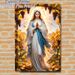 Blessed Virgin Mary Painting Poster, Serene Warm-toned Religious Figure With Radiant Halo In Autumn Vineyard Poster, Peaceful Spiritual Decor Suitable_maomaolike.com