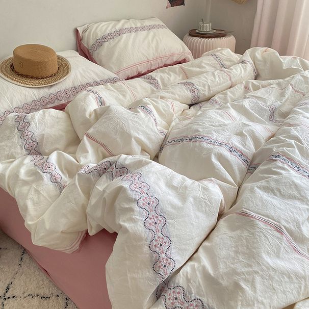 Wholesale INS Japanese Simple Retro Pure Four-Piece Nordic Style Full Yarn-Dyed Jacquard Washed Cotton 4-Piece Set_maomaolike.com