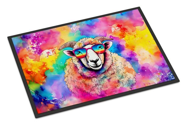 Hippie Animal Sheep Doormat Front Door Mat Indoor Outdoor Rugs For Entryway, Non Slip Washable Low Pile, 24H X 36W_maomaolike.com
