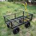 (Black +Yellow Solid Wheels Wagon Cart)Solid Wheels Tools Cart Wagon Cart Garden Cart Trucks Make It Easier To Transport Firewood_maomaolike.com