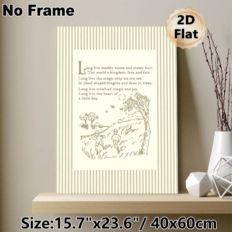 Whimsical Outdoor Play Verse Painting Poster, Earthy Sketch-style Countryside Scene Poster, Warm Nostalgic Verse Decor, Ideal For Bedroom And Living_maomaolike.com