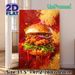 Crispy Chicken Burger Painting Poster, Vibrant Impasto-style Burger Poster, Bold Color-saturated Design Ideal For Diners, Kitchens And Food-themed_maomaolike.com