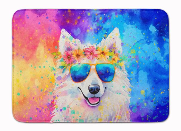 Samoyed Hippie Dawg Memory Foam Kitchen Mat Machine Washable Anti-Fatigue Mat Cushion Comfort Bath Mat Or Kitchen Rug_maomaolike.com