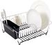 Sweet Home Collection 2 Piece Dish Drying Rack Set Drainer With Utensil Holder Simple Easy To Use Fits In Most Sinks, 14.5" X 13" X 5.25", Black_maomaolike.com