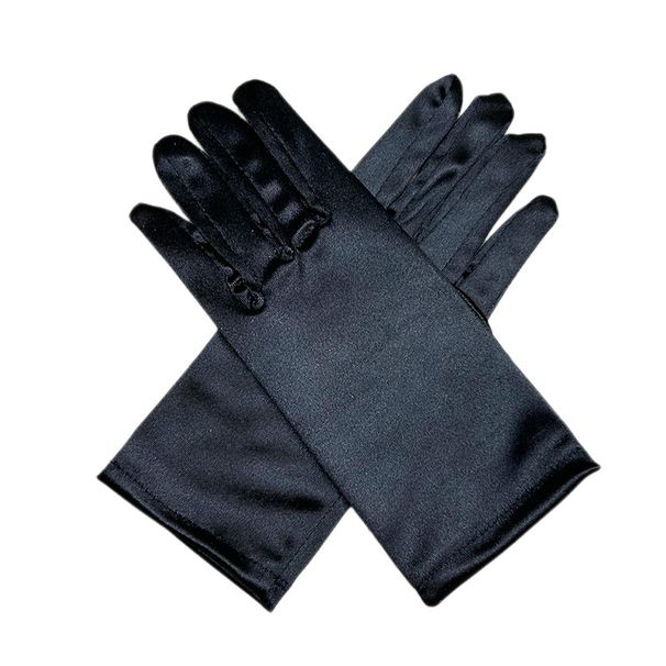 Unisex Bridal short four way stretch shiny satin dress gloves suitable for ladies to attend dinner dances/church/weddings_maomaolike.com