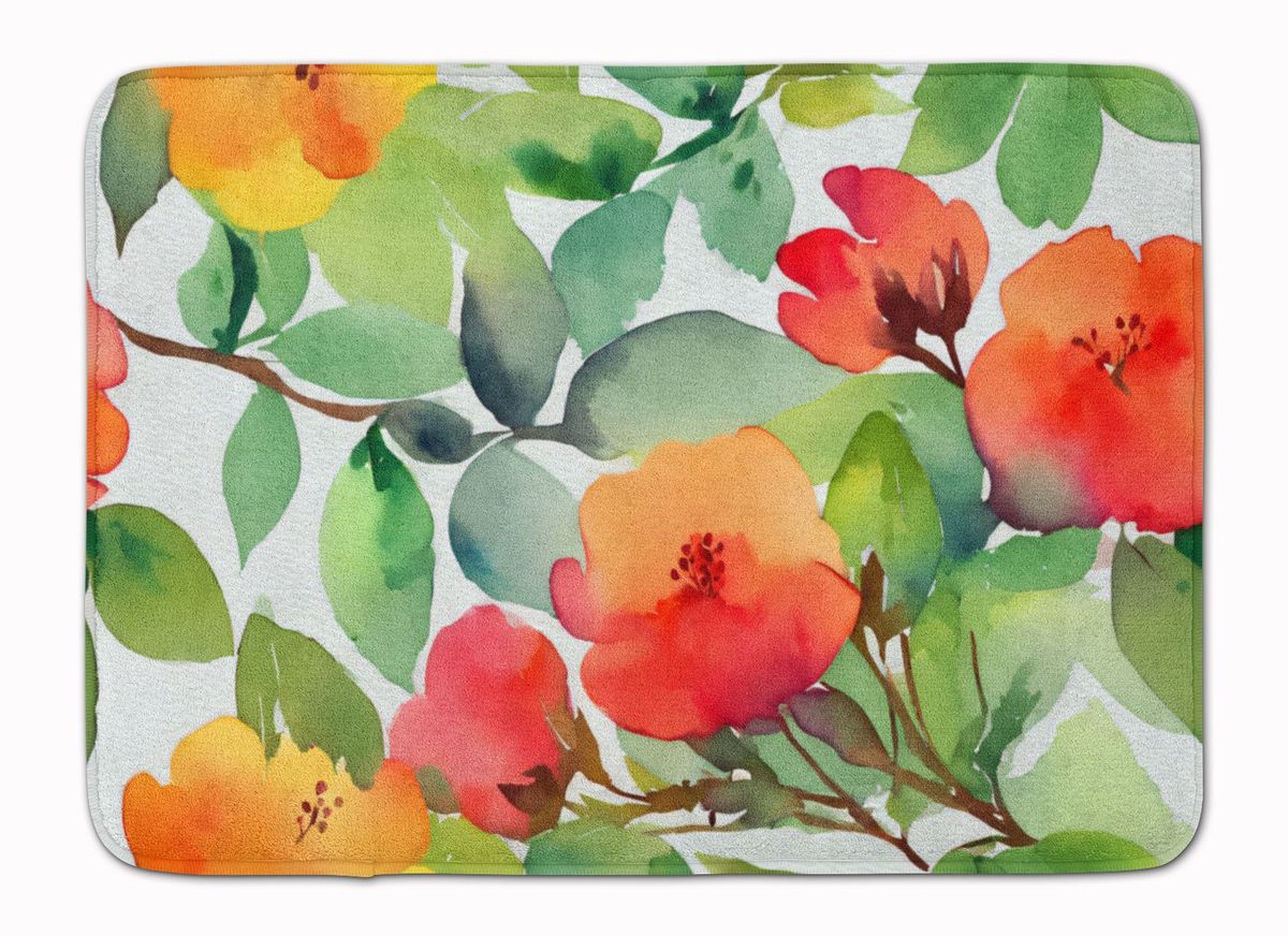 Connecticut Mountain Laurels In Watercolor Memory Foam Kitchen Mat Machine Washable Anti-Fatigue Mat Cushion Comfort Bath Mat Or Kitchen Rug_maomaolike.com