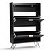 two Compartments Two Hooks Side Panels Slatted Front Panel Shoe Racks Cabinets With Top Flip-up Lids_maomaolike.com