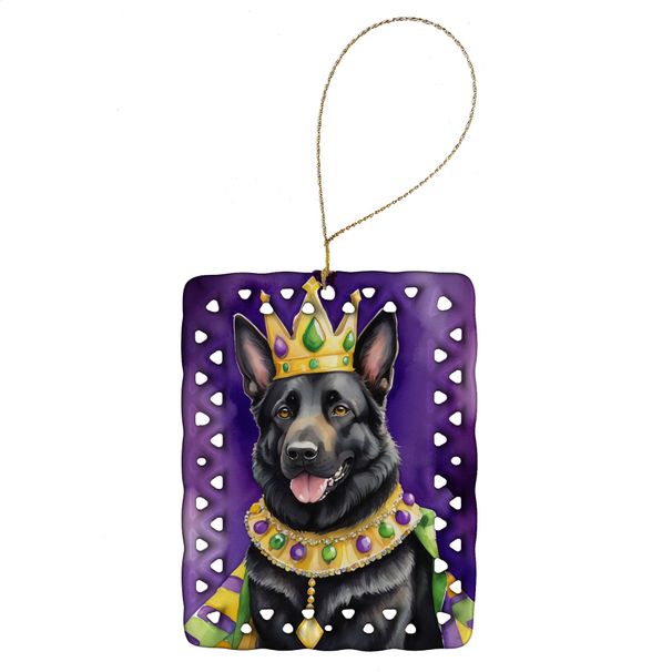 Black German Shepherd King Of Mardi Gras Porcelain Ornament Christmas Tree Hanging Decorations For Home Christmas Holiday, Rectangle, Gift, Multicolor_maomaolike.com