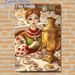 Traditional Tea Party Folk Lady Painting Poster, Vibrant Whimsical Illustrated Poster, Folk-attired Lady Pouring Tea From Golden Samovar, Warm_maomaolike.com