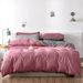 Home Furniture Simple Solid Color Sanded Double Stitching Craft Three Piece Pillowcase Quilt Cover Set_maomaolike.com