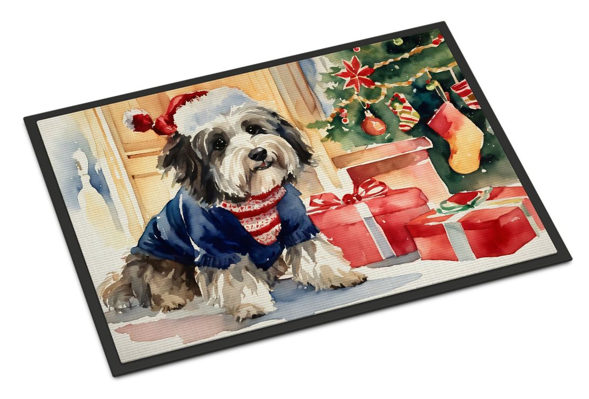Havanese Cozy Christmas Doormat Front Door Mat Indoor Outdoor Rugs For Entryway, Non Slip Washable Low Pile, 24H X 36W_maomaolike.com