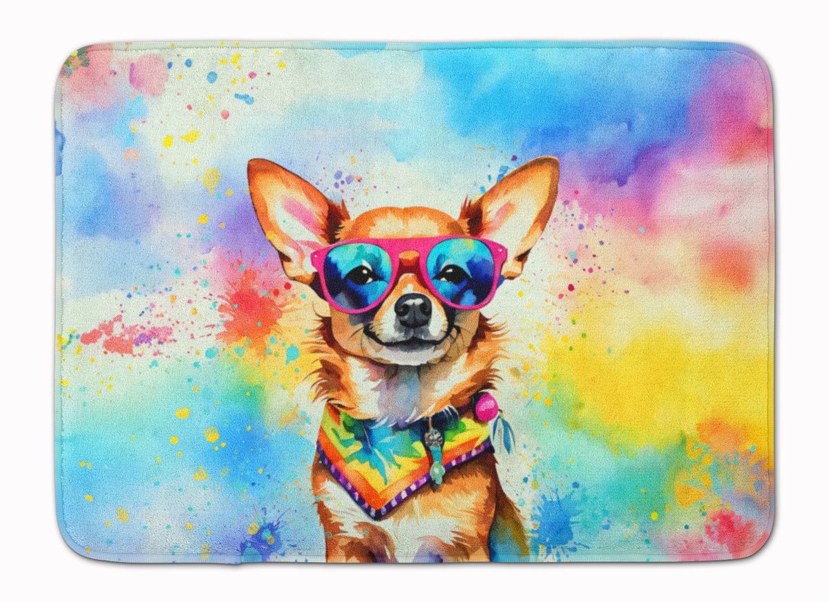 Chihuahua Hippie Dawg Memory Foam Kitchen Mat Machine Washable Anti-Fatigue Mat Cushion Comfort Bath Mat Or Kitchen Rug_maomaolike.com