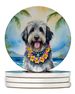 Bergamasco Sheepdog Luau Large Sandstone Coasters Pack Of 4 Absorbent Round Coasters Decor Gifts For Men Or Women, 4 In, Multicolor_maomaolike.com