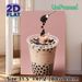 Surreal Boba Milk Tea Painting Poster, Whimsical Artistic Poster, Eye-catching Creative Design Featuring Figure Soaking In Boba Milk Tea, Ideal For_maomaolike.com