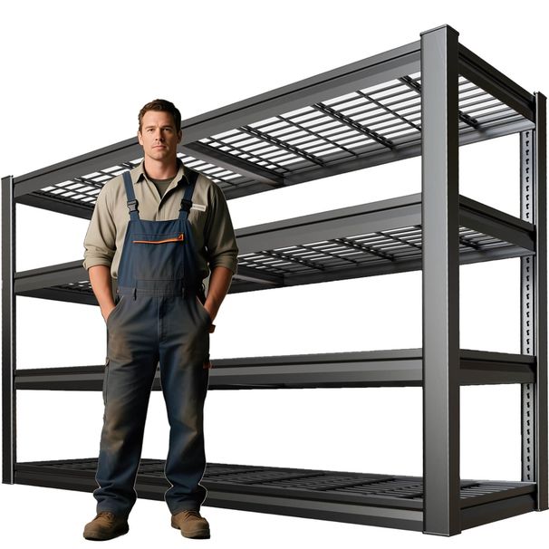 Storage Shelving Unit, 4-Tier Heavy Duty Garage Shelving, Black, 68"W X 20"D X 68" H_maomaolike.com