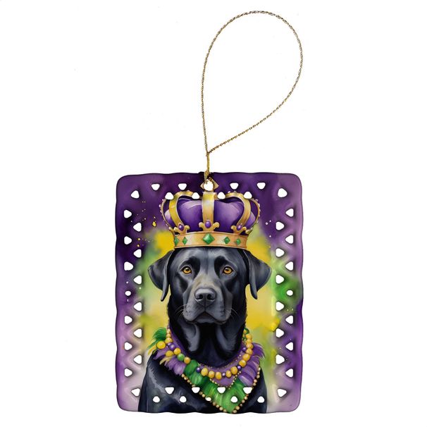 Labrador Retriever King Of Mardi Gras Porcelain Ornament Christmas Tree Hanging Decorations For Home Christmas Holiday, Rectangle, Gift, Multicolor_maomaolike.com