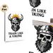 Viking Skull Motivational Painting Poster, Vintage Monochrome Horned Helmet Skull With Beard Poster, Inspiring "Train Like A Viking" Design, Ideal For_maomaolike.com