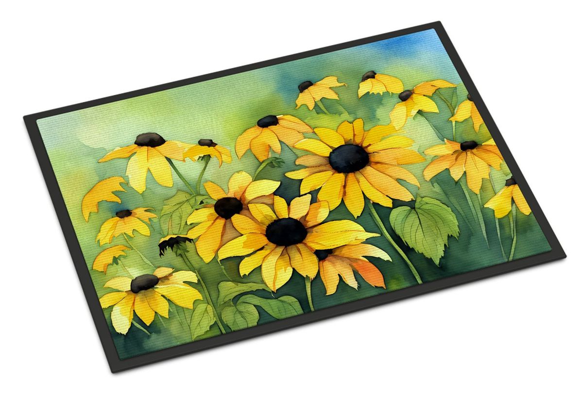 Maryland Black-Eyed Susans In Watercolor Doormat Front Door Mat Indoor Outdoor Rugs For Entryway, Non Slip Washable Low Pile, 24H X 36W_maomaolike.com