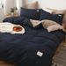 solid color washed cotton four piece set brushed quilt cover 1.8 meters bedding student three piece set 4_maomaolike.com