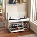 Entryway Bench With Shoe Storage,Adjustable 3-Tier Flip-Up Drawers & Hidden Cabinet,Space-Saving Shoe Organizer,Triple Storage And Modern Design,for Hallway And Living Room,White_maomaolike.com