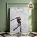 Baseball Themed Painting Poster, Vintage Monochrome With Red Accent Poster, Creative Design Of Boy Swinging Bat To Crack Wall, Ideal For Game Room_maomaolike.com
