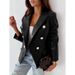 Women's Clothing new style long sleeved double breasted fashionable PU leather suit small jacket_maomaolike.com