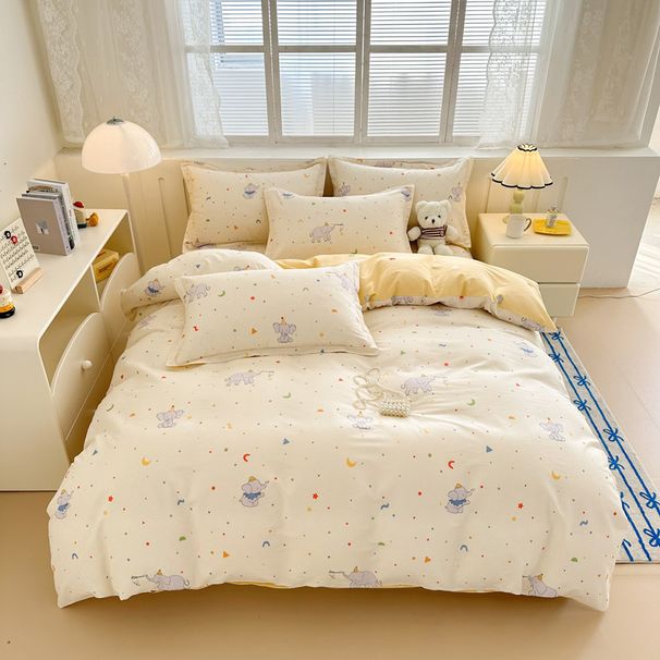 Pure Cotton Four-Piece Set Autumn Winter Thickened All-Cotton Bed Sheet Single Duvet Cover Student Dormitory Three-Piece Bedding W_maomaolike.com