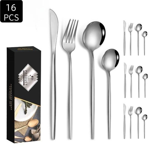 Premium 24-Piece Stainless Steel Cutlery Set Knife Fork Spoon Tableware Elegant Dining Utensil Gift Box Home_maomaolike.com