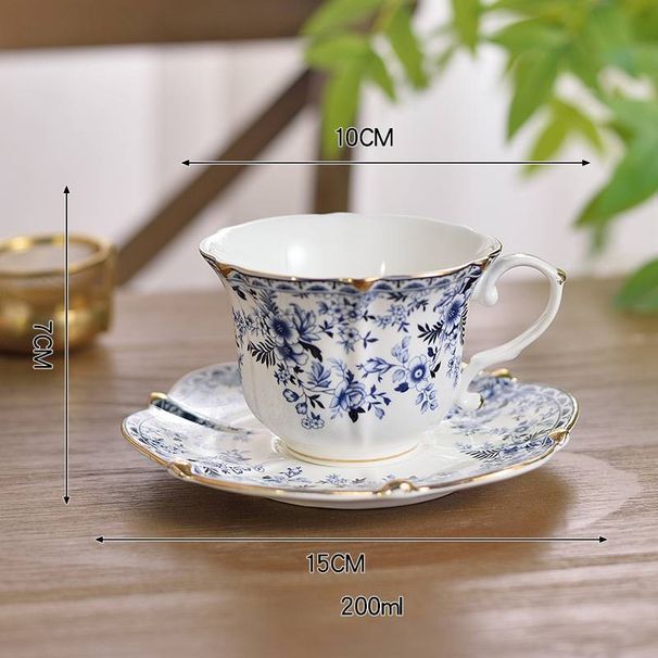 Blue And White Porcelain Coffee Cup And Plate Set, Ceramic Retro European Exquisite And High-end Feeling, Light Luxury Afternoon Tea Cup_maomaolike.com