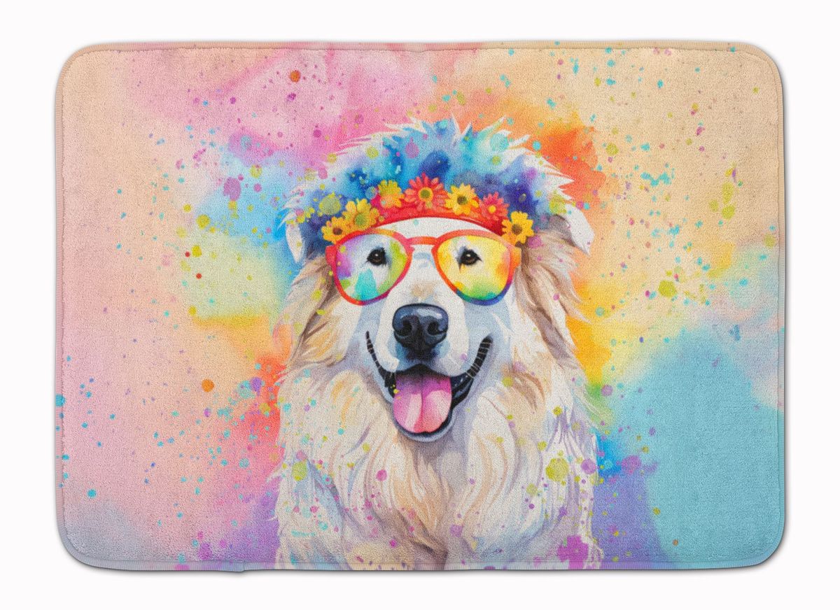 Great Pyrenees Hippie Dawg Memory Foam Kitchen Mat Machine Washable Anti-Fatigue Mat Cushion Comfort Bath Mat Or Kitchen Rug_maomaolike.com