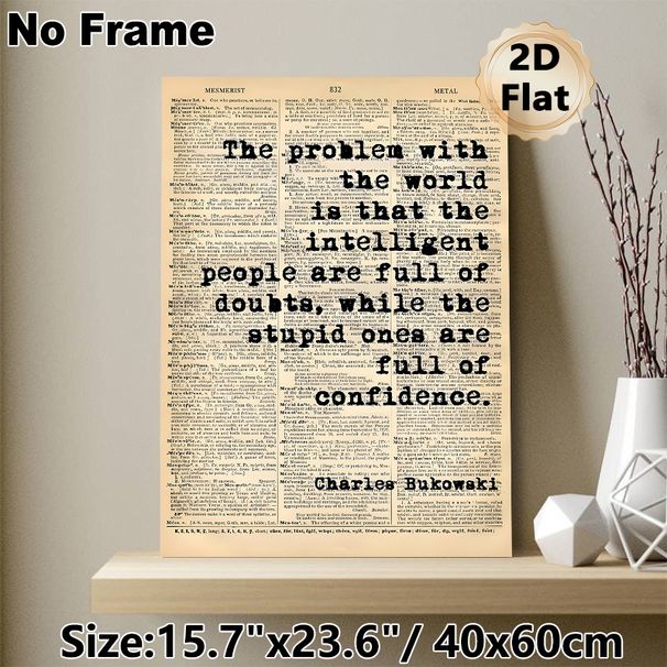 Charles Bukowski Quote Painting Poster, Vintage Newspaper-style Typographic Text Poster, Thought-provoking Literary Quote Decor For Home Office_maomaolike.com