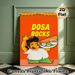 Dosa Themed Painting Poster, Vibrant Cartoon Style Poster, Cheerful Server Holding Dosa & Condiments, Eye-catching Culinary Decor Ideal For_maomaolike.com