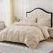 Embossed Floral Duvet Cover Set Beige Pleated Textured Bedding 3-Piece With Pillowcases - Luxury Hotel Style Home_maomaolike.com