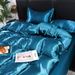 New Comfortable Skin-friendly Solid Color Four-Piece Set Tencel Duvet Cover Bed Sheet Pillowcase Ice Silk Cool_maomaolike.com