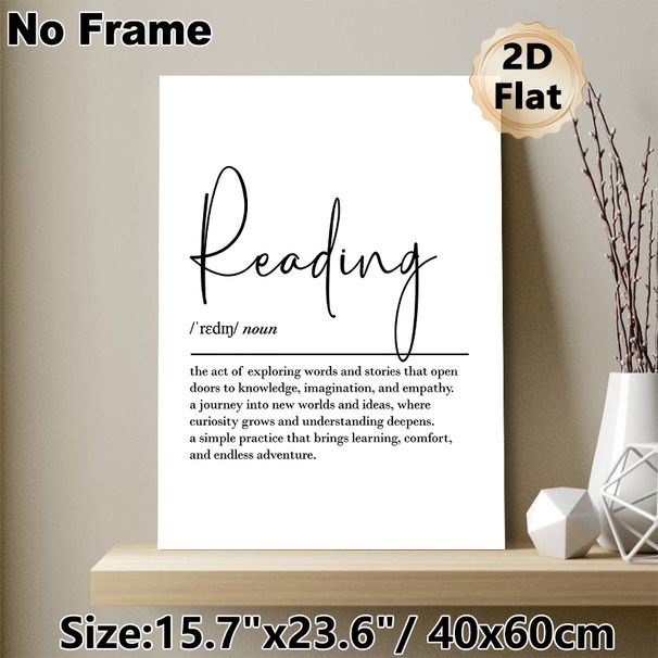 Reading Definition Painting Poster, Minimalist Elegant Typographic Poster, Inspirational Literary-themed Decor Ideal For Library, Study Room And_maomaolike.com