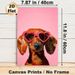 Dachshund Painting Poster, Vibrant Textured Oil Painting Style Poster, Cute Dachshund With Heart-shaped Sunglasses, Playful Decor For Living Room_maomaolike.com