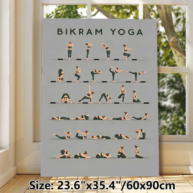 Bikram Yoga Painting Poster, Minimalist Flat-style Yoga Poses Illustration Poster, Clear Pose Guide For Yoga Practice, Ideal For Home Gym And Yoga_maomaolike.com