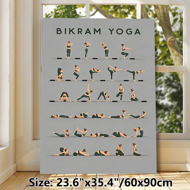 Bikram Yoga Painting Poster, Minimalist Flat-style Yoga Poses Illustration Poster, Clear Pose Guide For Yoga Practice, Ideal For Home Gym And Yoga_maomaolike.com
