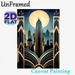 Art Deco City Skyline Painting Poster, Sophisticated Retro Art Deco Style Poster, Luminous Urban Skyscape With Geometric Borders, Elegant Wall Decor_maomaolike.com