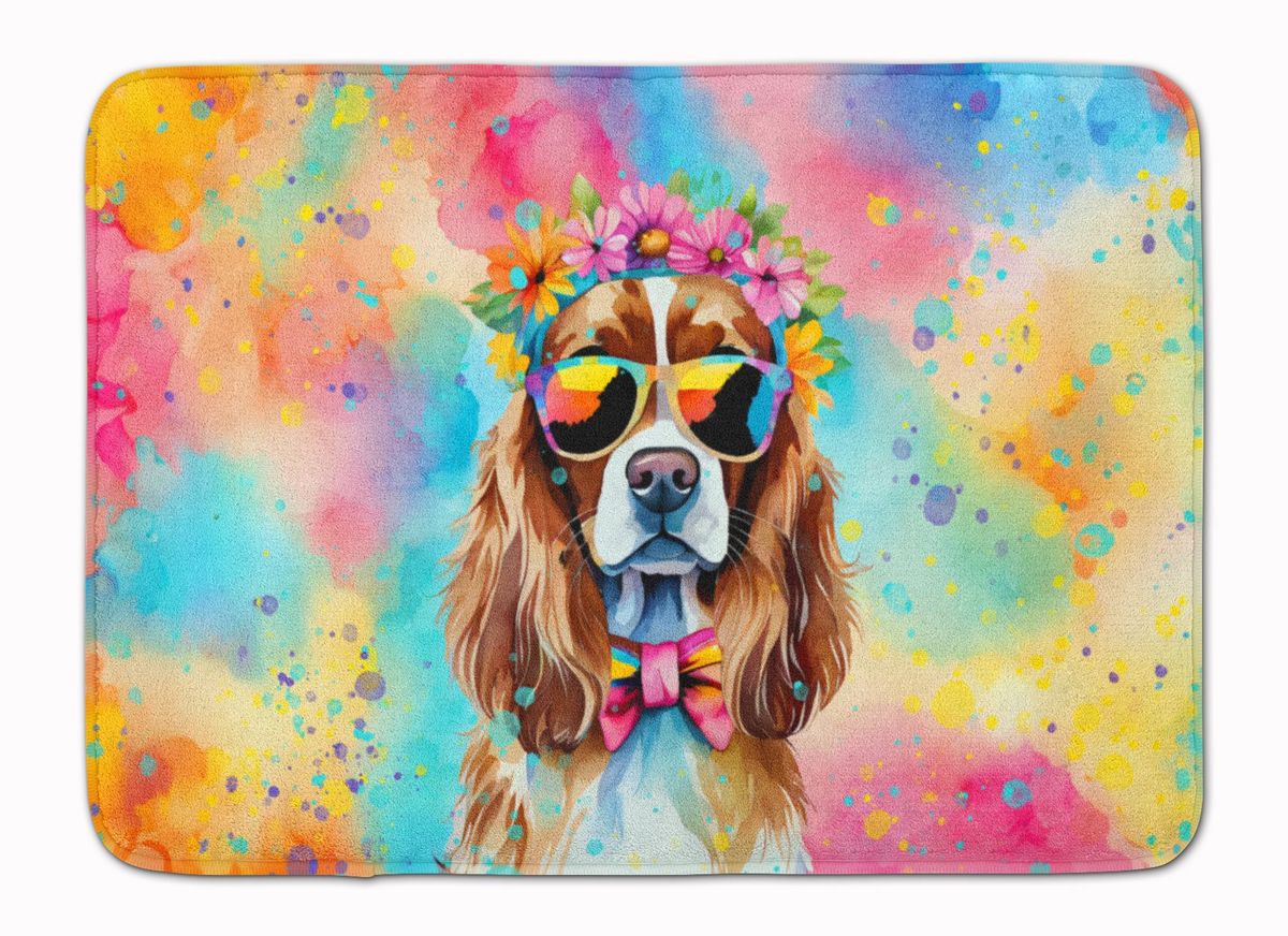 Cavalier Spaniel Hippie Dawg Memory Foam Kitchen Mat Machine Washable Anti-Fatigue Mat Cushion Comfort Bath Mat Or Kitchen Rug_maomaolike.com